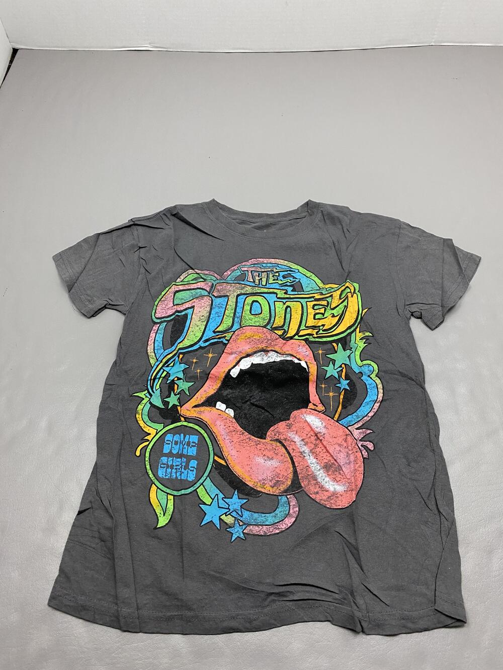 The Rolling Stones Shirt Mens S Gray Tongue Graphic Band Logo Some Girls